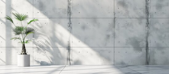 Poster - Background with a patterned texture on a white cement wall in a wide angle copy space image