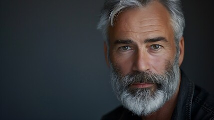 Poster - A close-up portrait of a mature man with a beard, conveying wisdom and experience.