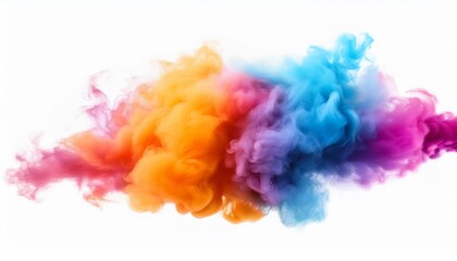 Wall Mural - colorful smoke cloud isolated on white background generative by ai