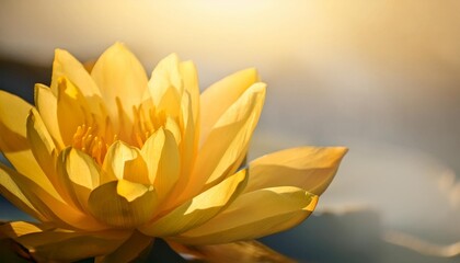 Poster - yellow lotus flower blooming and copy space