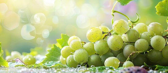 Poster - Green grapes beautifully displayed on a colorful backdrop with plenty of copy space image