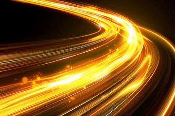 yellow light trails on the road, Golden Velocity: The Art of Light in Motion, Radiant Trails: Capturing the Speed of Light, Luminous Pathways: A Dance of Golden Beams, Abstract motion bacground