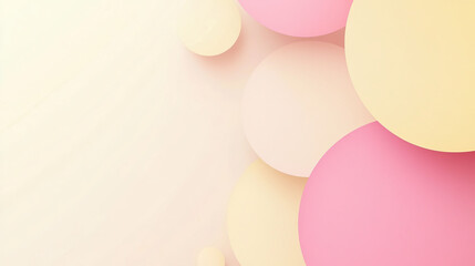 Abstract geometric background with pastel pink and yellow gradient. Circle effect style creates a minimalist and modern design for a banner or website. 