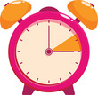 © nsit0108 - Pink alarm clock with orange bells showing the time approaching five o'clock