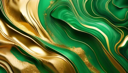 Wall Mural - vibrant green and gold colors abstract wallpaper design