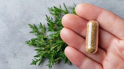 Herbal Supplement Capsule in Hand