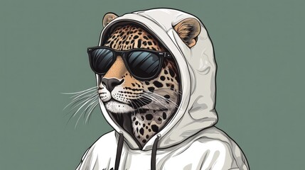 Wall Mural - Cool Leopard in a Hoodie