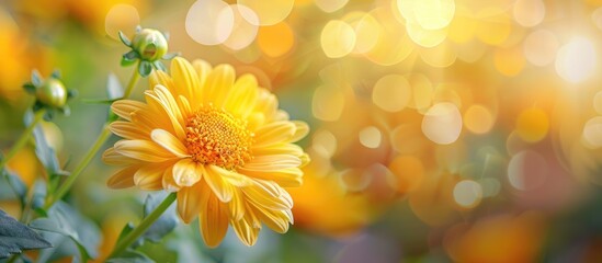 Aufkleber - A stunning yellow flower in the garden on a sunny day with focus on the flower ideal for copy space image
