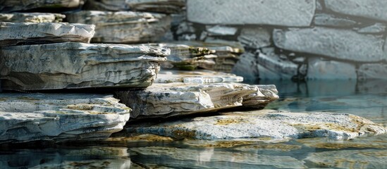 Aufkleber - Background of podium made of natural stones with spacious copy space image