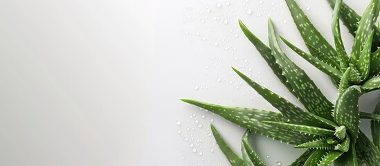 Aufkleber - Trimmed aloe leaves against a white backdrop with copy space image