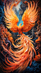 Wall Mural - A stylized majestic Phoenix bird