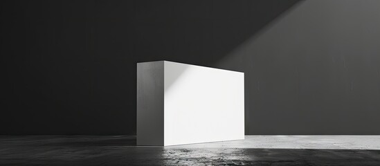 Poster - Sleek and modern white block against a black background creates a striking visual effect suitable for emphasizing minimalist designs with bold colors and typography in a copy space image