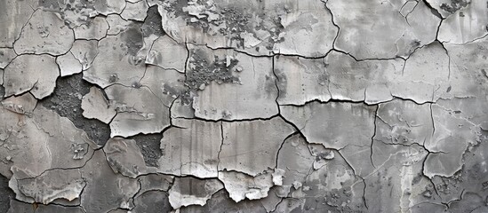 Canvas Print - Texture of an aged cracked grey cement wall providing a background with copy space image