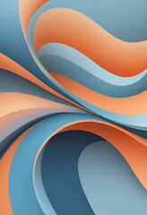 Sticker - blue and orange abstract waves, modern dynamic background