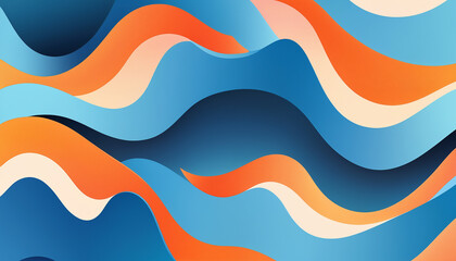 Sticker - blue and orange abstract waves, modern dynamic background