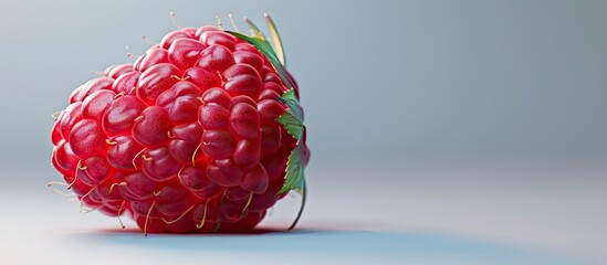 Poster - Close up of a ripe red raspberry with copy space image
