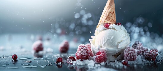 Aufkleber - Delectable cold treat presented as a post meal tradition with an appealing visual of a copy space image