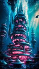 Wall Mural - A futuristic underwater city