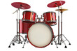 © pingpao - A vibrant red drum set featuring a bass drum, snare drum, toms, and cymbals, perfect for music enthusiasts and performance settings. Isolated on transparent background.