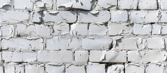 Leinwandbilder - Abstract textured white brick wall creating a banner background with copy space image