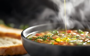 Wall Mural - A closeup of a steaming bowl of Ribollita