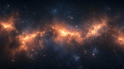 Wall Mural - A fiery orange nebula stretches across a dark, star-filled sky.