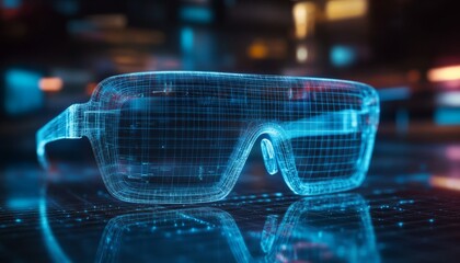 Futuristic digital illustration of advanced wireframe smart glasses showcasing innovative technology