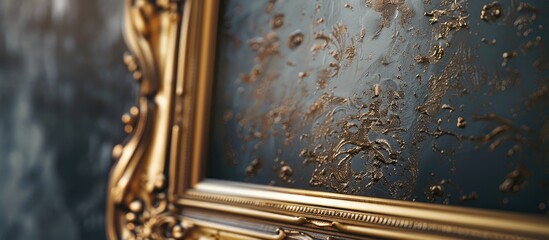 Leinwandbilder - Vintage style blank design in a mockup of a gold picture frame with editable features providing a high quality JPG copy space image