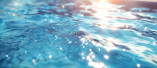 Fototapete - Swimming pool displaying a tranquil water surface with gentle ripples perfect for a serene copy space image