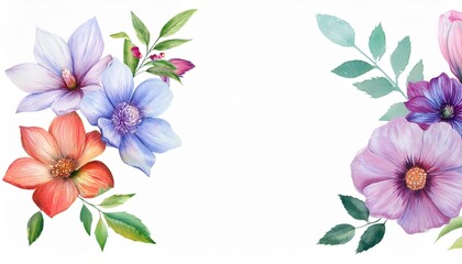 Wall Mural - watercolor flowers on a white background