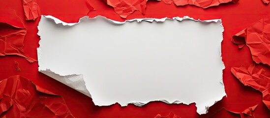 Poster - White paper sheet above a red paper for your text or design with copy space image