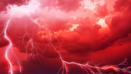 Wall Mural - abstract red lightning cloud background banner