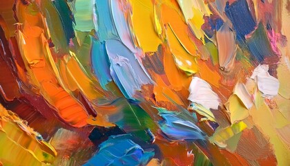 fragment of multicolored texture painting abstract art background oil on canvas rough brushstrokes of paint closeup of a painting by oil and palette knife highly textured high quality details