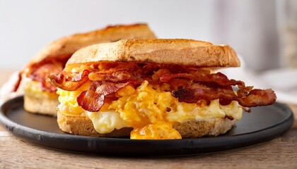 Wall Mural - bacon egg and cheese sandwich with chipotle mayo and hash brown on toasted roll