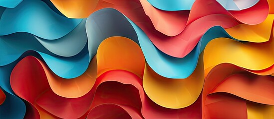 Wall Mural - A top down view of colorful paper abstractions in a mockup with copy space image