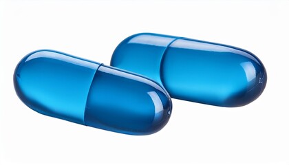 two blue soft gel capsules cut out