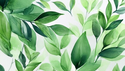 Sticker - green watercolor foliage abstract background generative ai spring eco nature