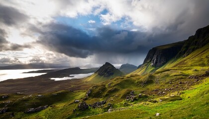 Poster - dramatic rainy clouds over scottish highlands in the isle of skye