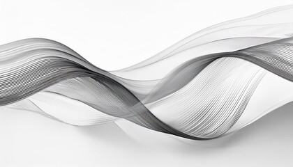 Wall Mural - abstract background with monochrome wave lines on white background