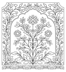 Wall Mural - Mughal decorative ornamental floral. Vintage intricate traditional mughal style with flowers and foliage.