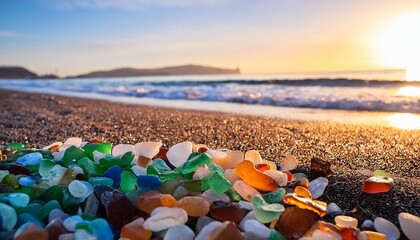 Wall Mural - pile of colorful seaglass at the beach