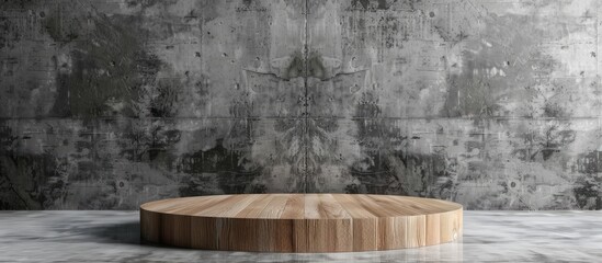 Leinwandbilder - Wooden podium stand with copy space image against concrete backdrop
