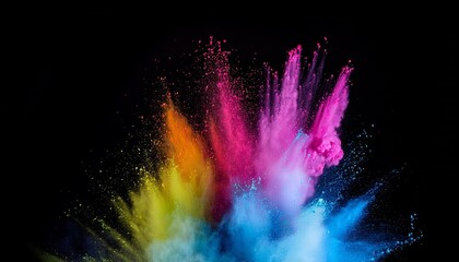 Wall Mural - explosion splash of colorful powder with freeze isolated on background abstract splatter of colored dust powder