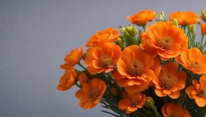 Canvas Print - a bouquet of orange flowers is placed on a grey background