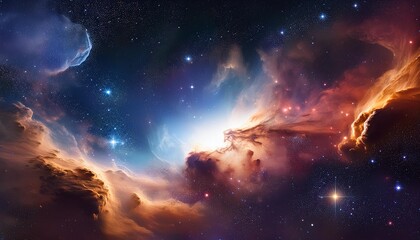 Wall Mural - abstract cosmos background featuring nebulae and galaxies in space