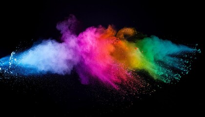 Wall Mural - explosion of colored powder on black background