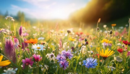 Sticker - summer wildflower meadow background