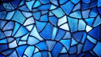 Poster - close up of blue stained glass abstract vintage background