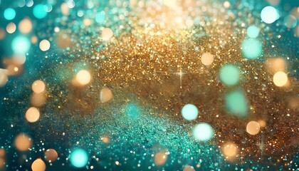 abstract background with sparkling gold and turquoise glitter creating a festive ambiance for christmas new year s eve or any celebratory occasion