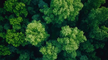 Wall Mural - Tree forest from the air as a natur background with green trees